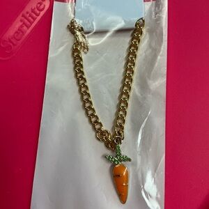 Gold Chain Bracelet with Carrot Pendant Charm